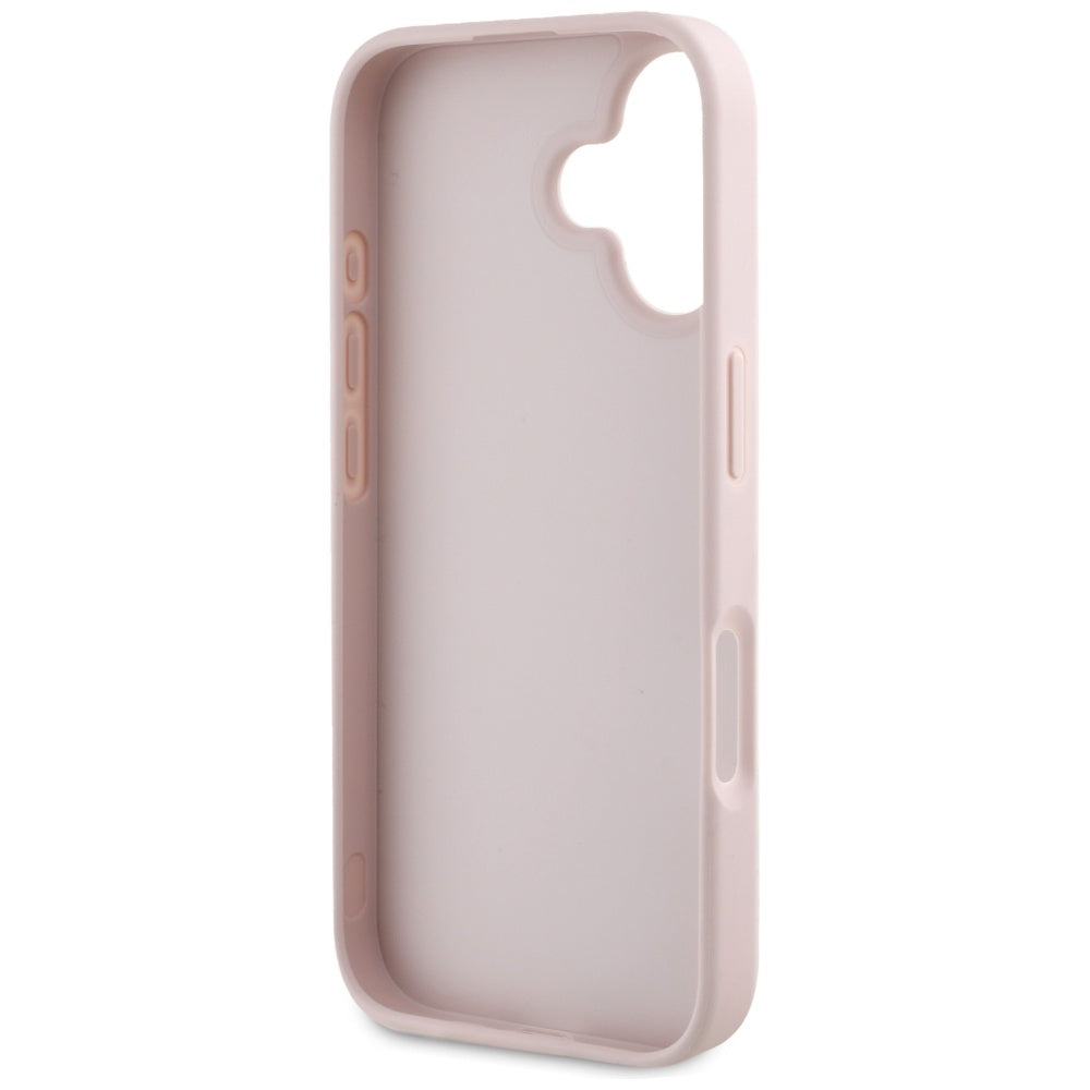 Case for Apple iPhone 16, Guess, Hot Stamp 4G Pattern Triangle Logo, Pink