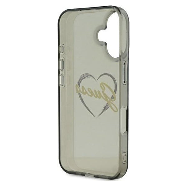 Калъф за Apple iPhone 16, Guess, IML Heart, Черен