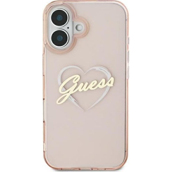 Калъф за Apple iPhone 16, Guess, IML Heart, Розов