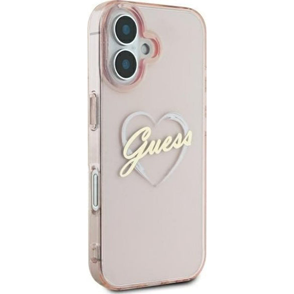 Калъф за Apple iPhone 16, Guess, IML Heart, Розов