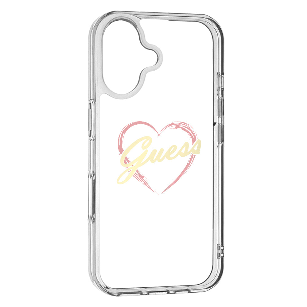 Case for Apple iPhone 16, Guess, IML Heart, Transparent