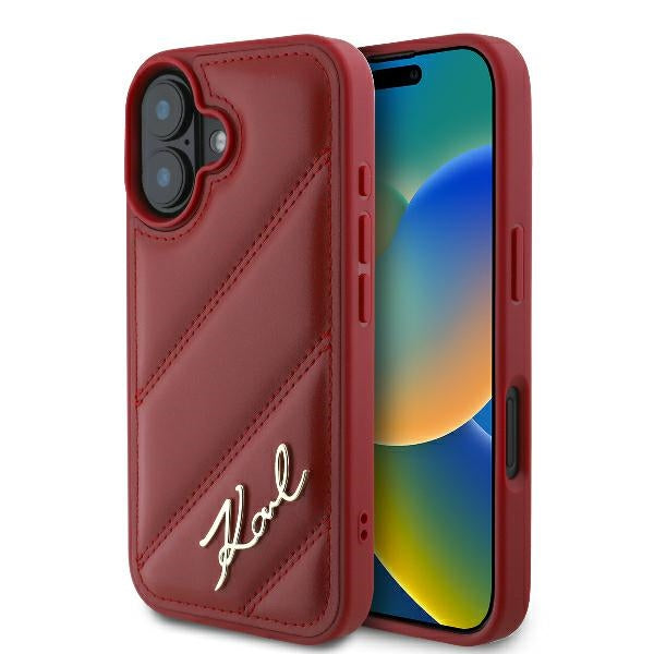 Калъф за Apple iPhone 16, Karl Lagerfeld, Diagonal Quilted Script, Rosie