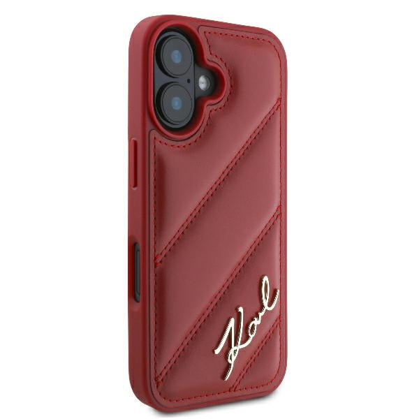 Калъф за Apple iPhone 16, Karl Lagerfeld, Diagonal Quilted Script, Rosie