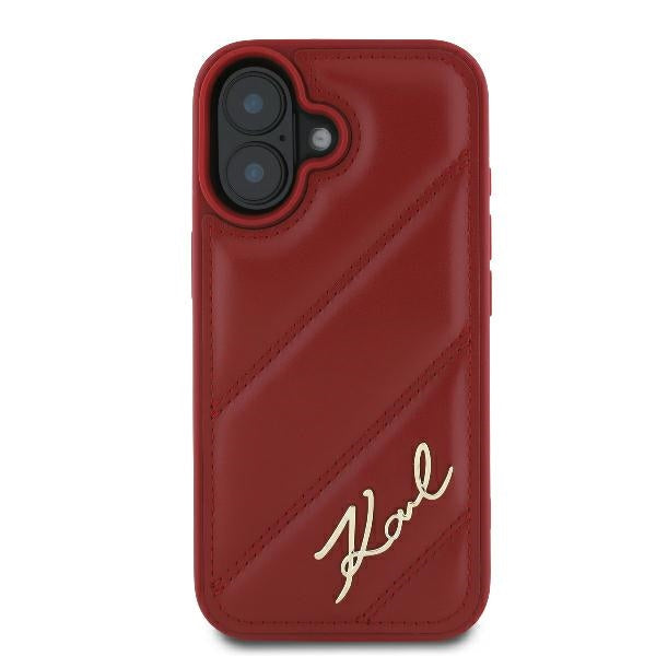 Калъф за Apple iPhone 16, Karl Lagerfeld, Diagonal Quilted Script, Rosie