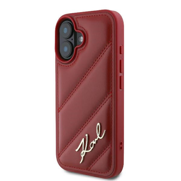 Калъф за Apple iPhone 16, Karl Lagerfeld, Diagonal Quilted Script, Rosie