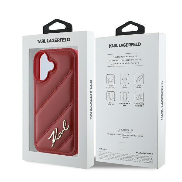 Калъф за Apple iPhone 16, Karl Lagerfeld, Diagonal Quilted Script, Rosie