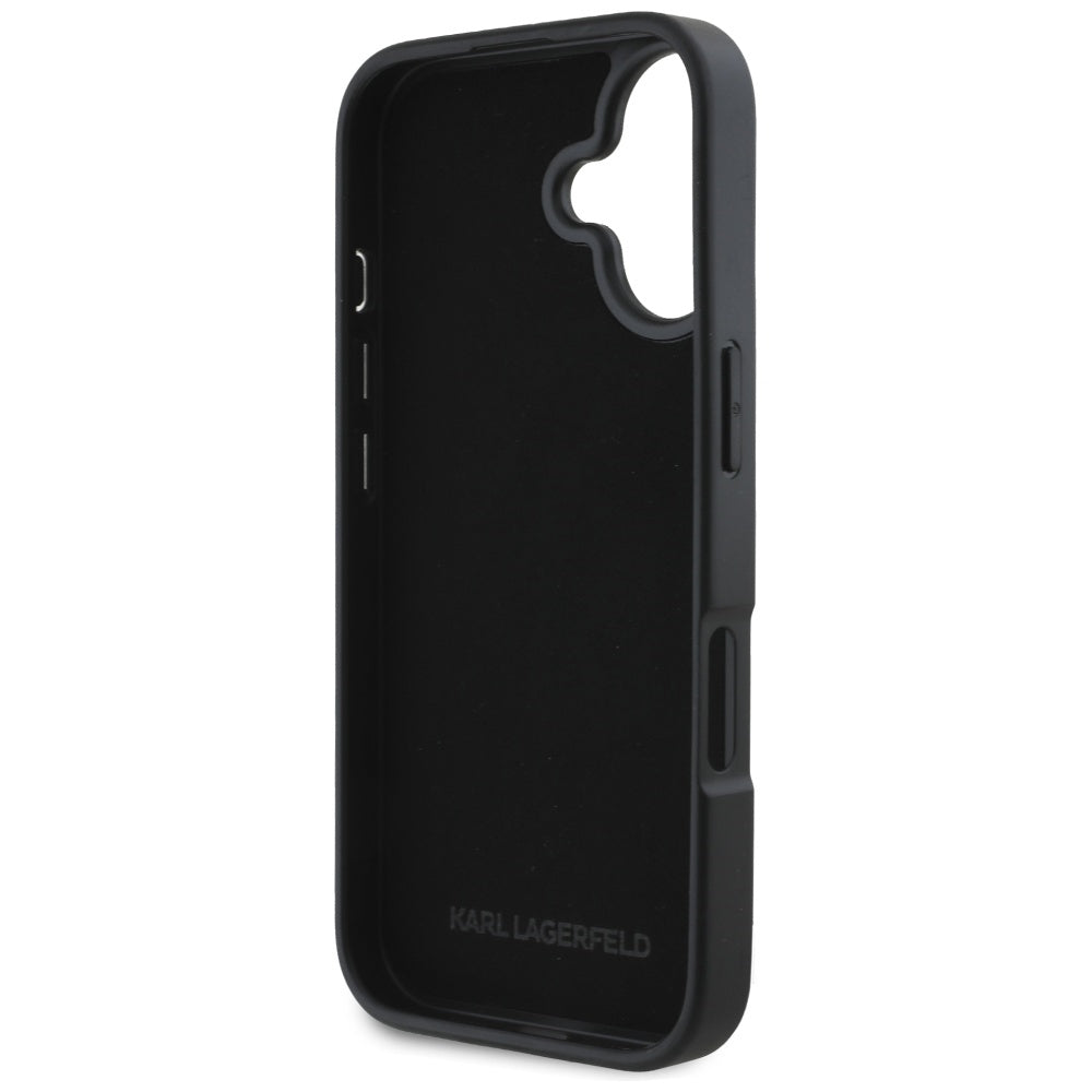Калъф за Apple iPhone 16, Karl Lagerfeld, Grained Cardslots, Черен