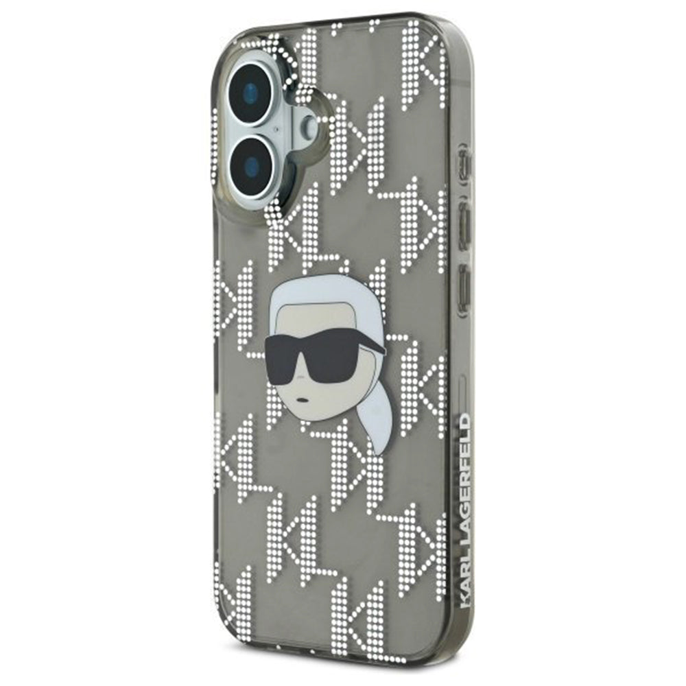 Калъф за Apple iPhone 16, Karl Lagerfeld, IML Luxury Electroplated Karl's Head, Черен