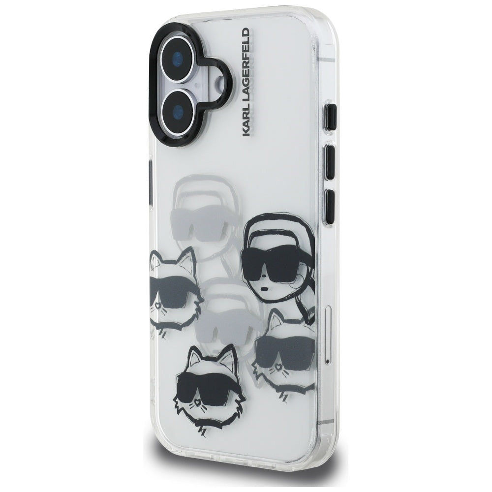 Калъф за Apple iPhone 16, Karl Lagerfeld, IML Luxury Multi Head Pattern, Прозрачен