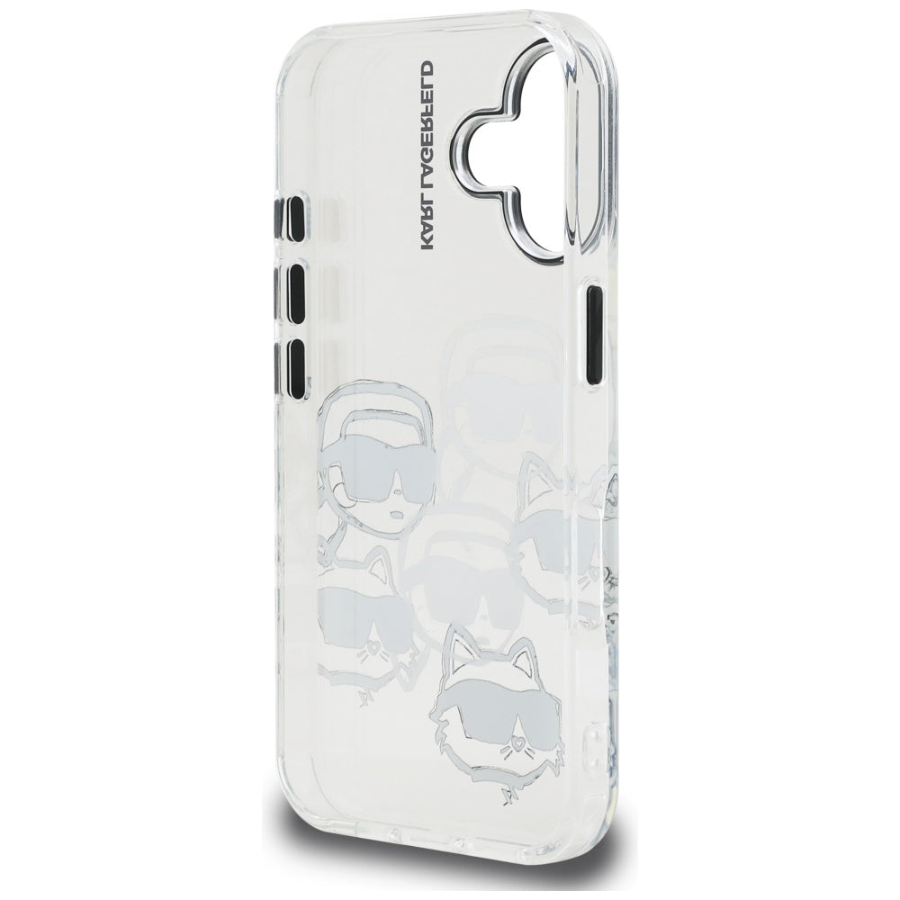 Калъф за Apple iPhone 16, Karl Lagerfeld, IML Luxury Multi Head Pattern, Прозрачен