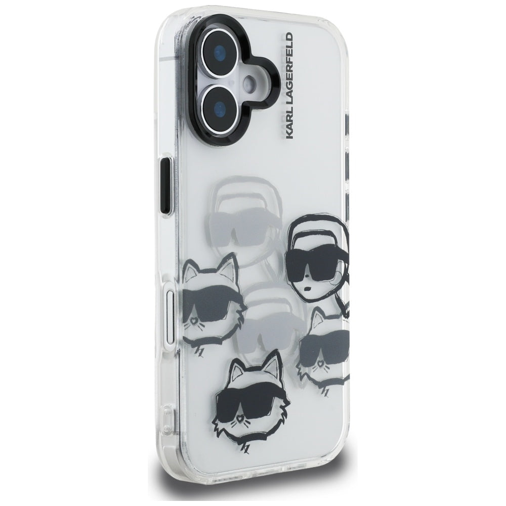 Калъф за Apple iPhone 16, Karl Lagerfeld, IML Luxury Multi Head Pattern, Прозрачен