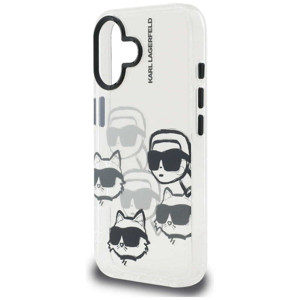 Калъф за Apple iPhone 16, Karl Lagerfeld, IML Luxury Multi Head Pattern, Прозрачен
