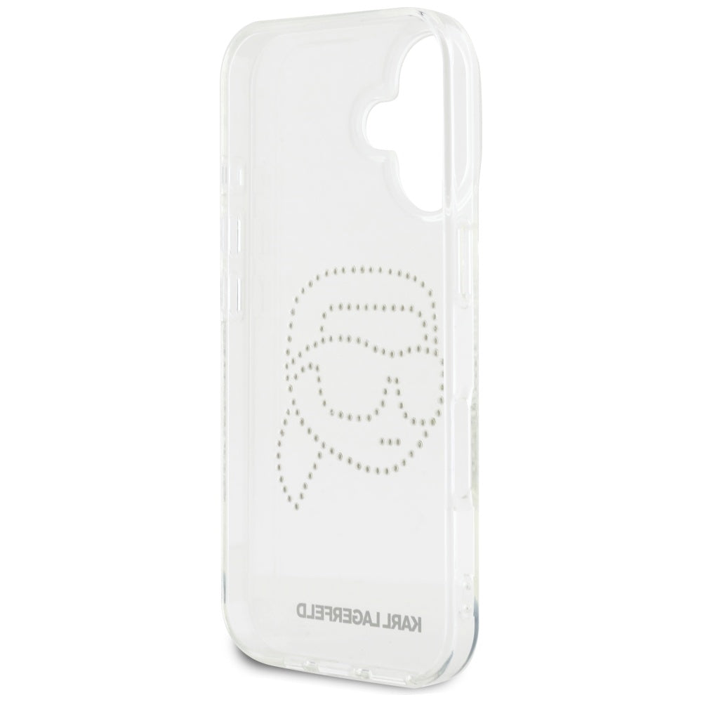 Калъф за Apple iPhone 16, Karl Lagerfeld, IML Rhinestones Karl's Head, Прозрачен