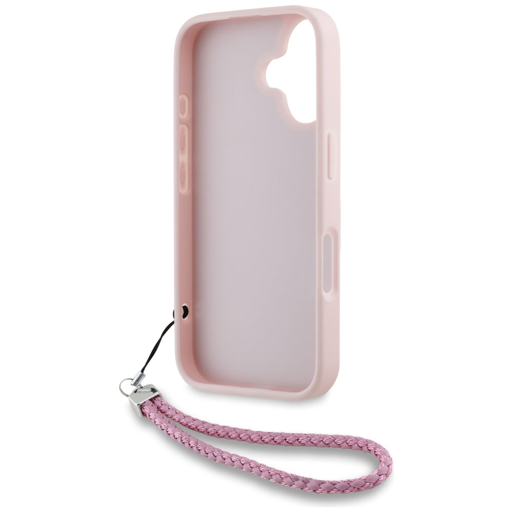Калъф за Apple iPhone 16, Karl Lagerfeld, Quilted Initial Logo & Chain Strap, Розов