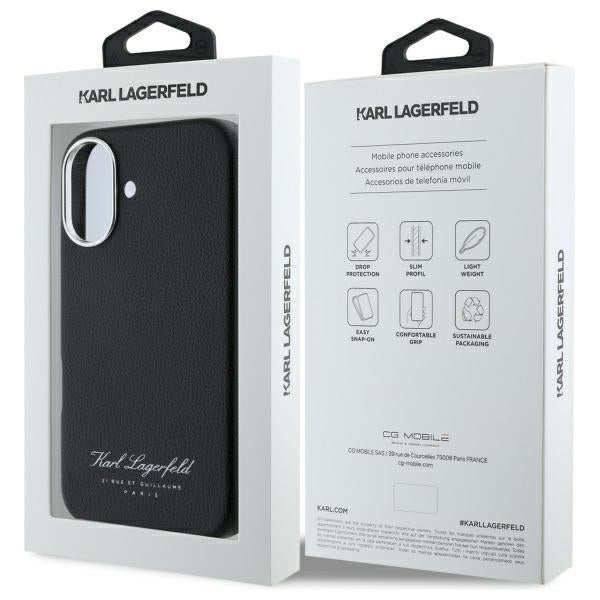 Калъф за Apple iPhone 16, Karl Lagerfeld, RSG, Черен