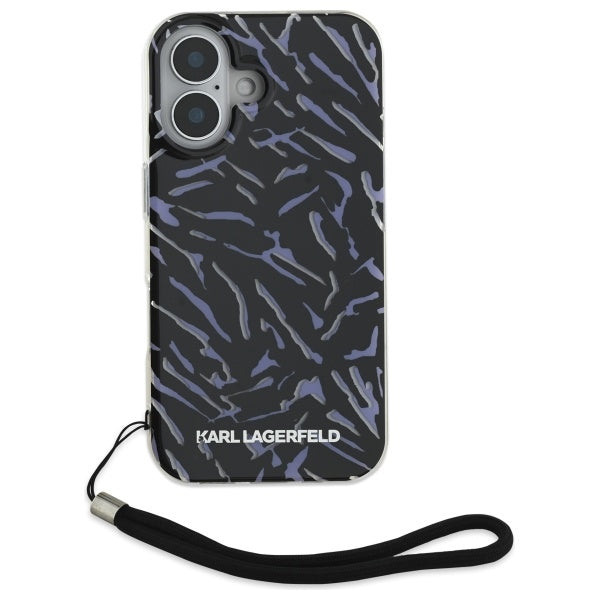 Калъф за Apple iPhone 16, Karl Lagerfeld, Zebra with Cord Strap, Лилав