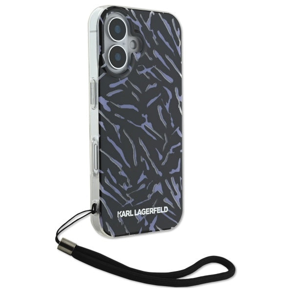 Калъф за Apple iPhone 16, Karl Lagerfeld, Zebra with Cord Strap, Лилав
