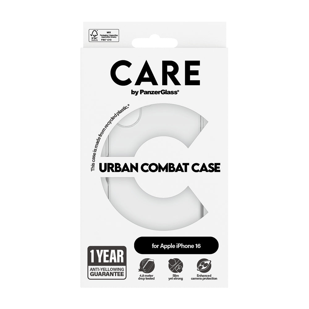 Калъф за Apple iPhone 16, PanzerGlass, Care Urban Combat, Прозрачен