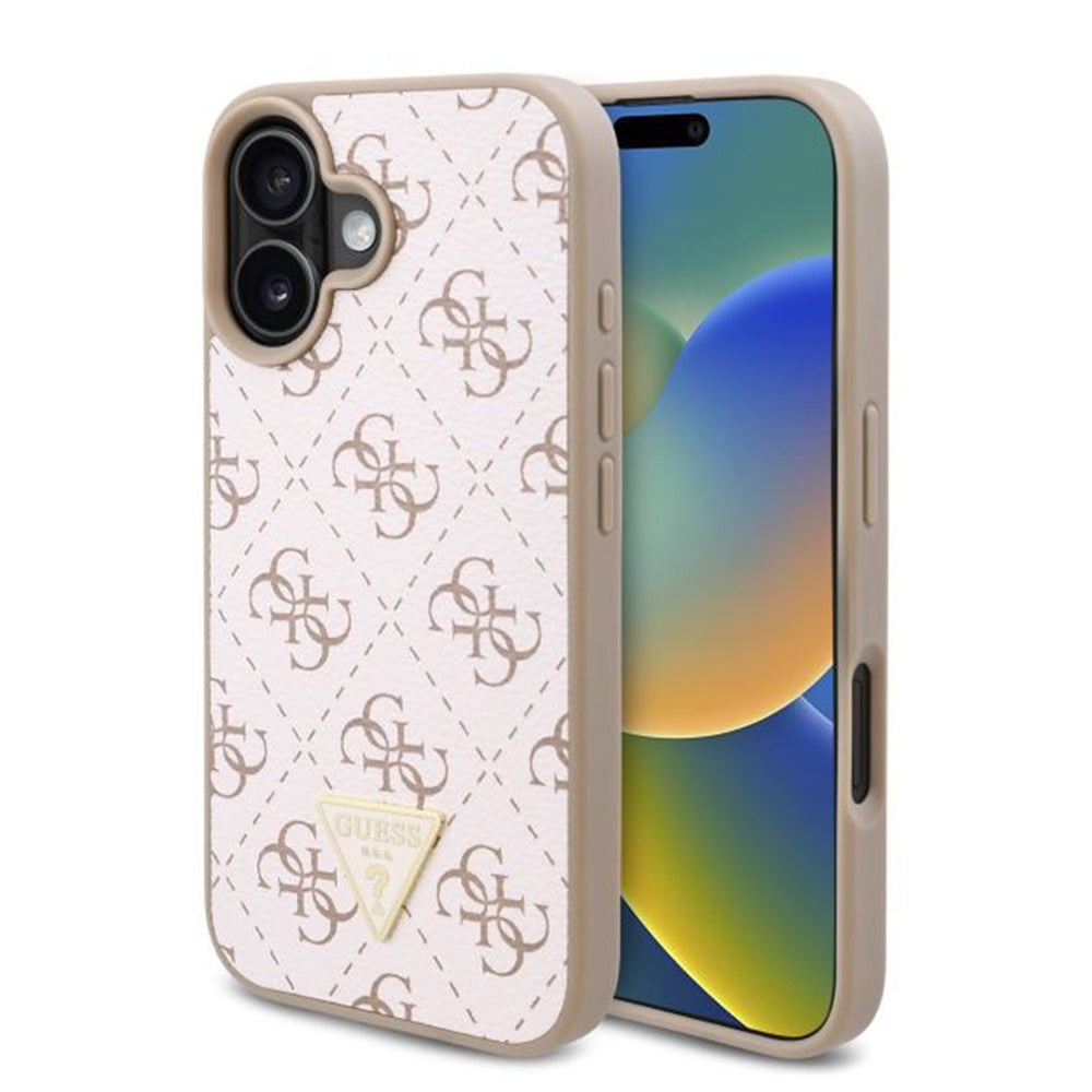 Калъф за Apple iPhone 16 Plus, Guess, 4G Triangle Logo, Бял