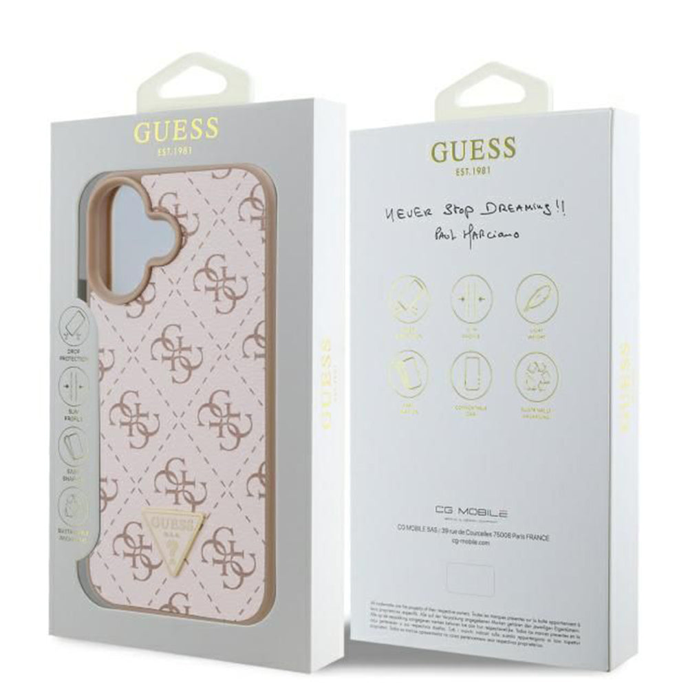 Калъф за Apple iPhone 16 Plus, Guess, 4G Triangle Logo, Бял