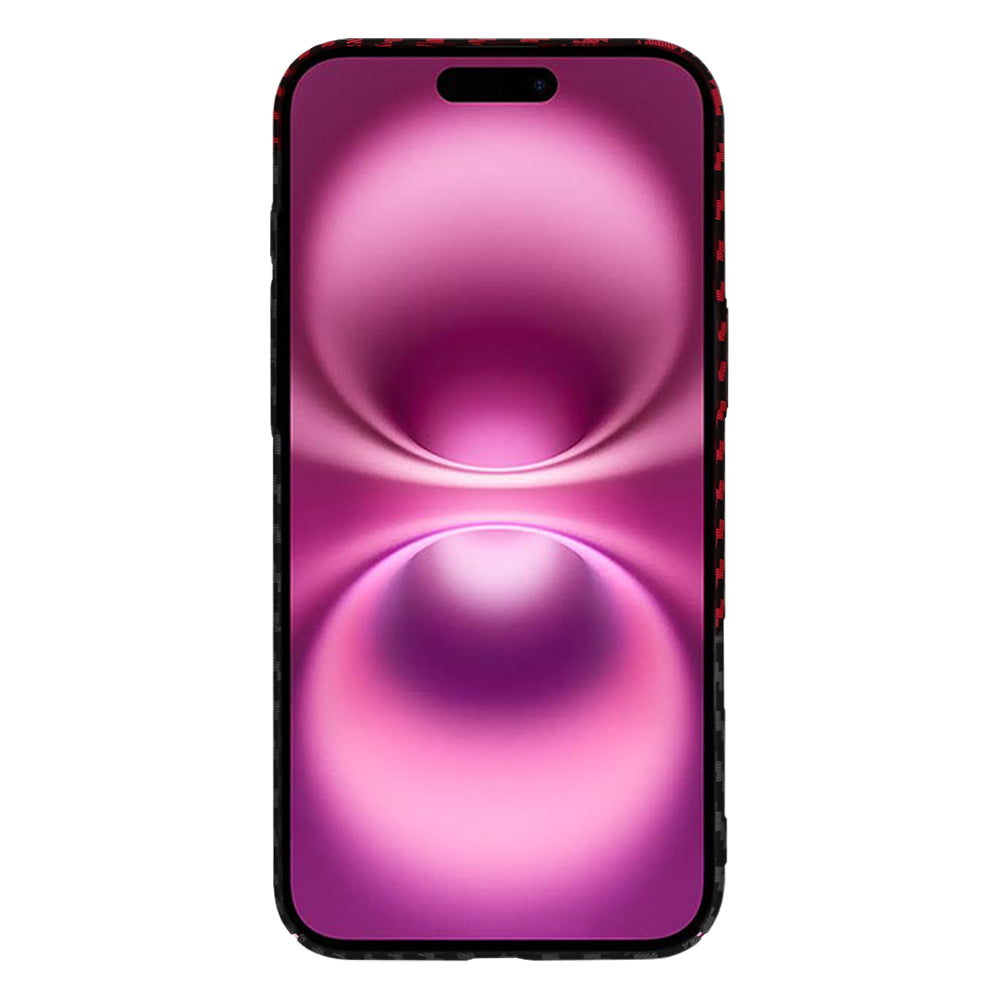 Калъф за Apple iPhone 16 Plus, Techsuit, Carbonite FiberShell, Черно Червен