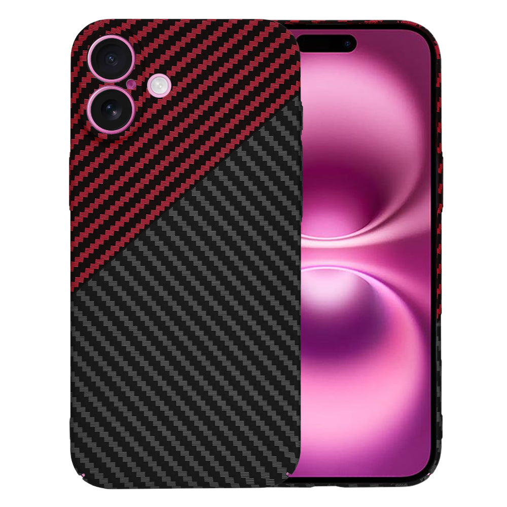 Калъф за Apple iPhone 16 Plus, Techsuit, Carbonite FiberShell, Черно Червен