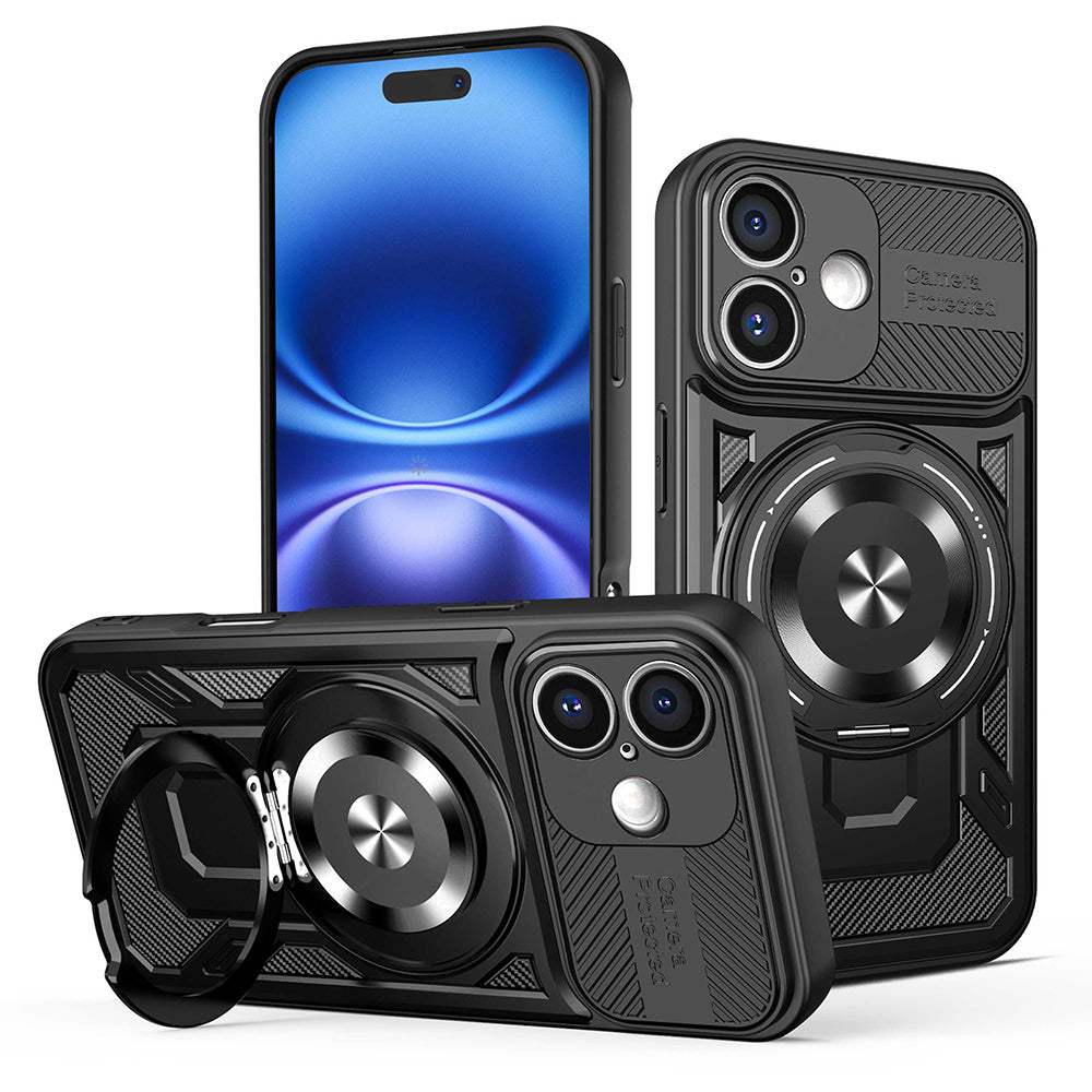 Калъф за Apple iPhone 16 Plus, Techsuit, RuggedCam, Черен