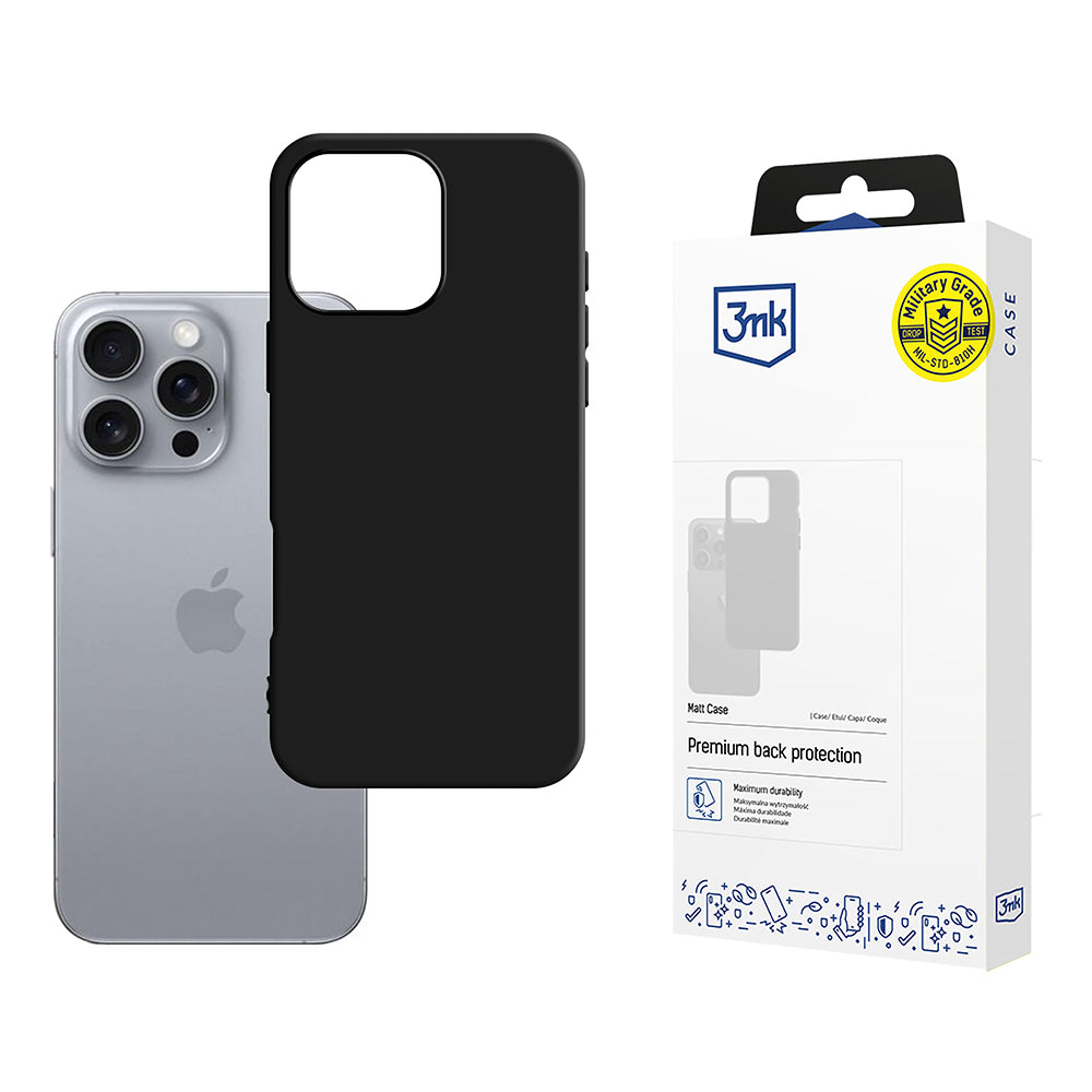 Калъф за Apple iPhone 16 Pro, 3MK, Матиран Черен