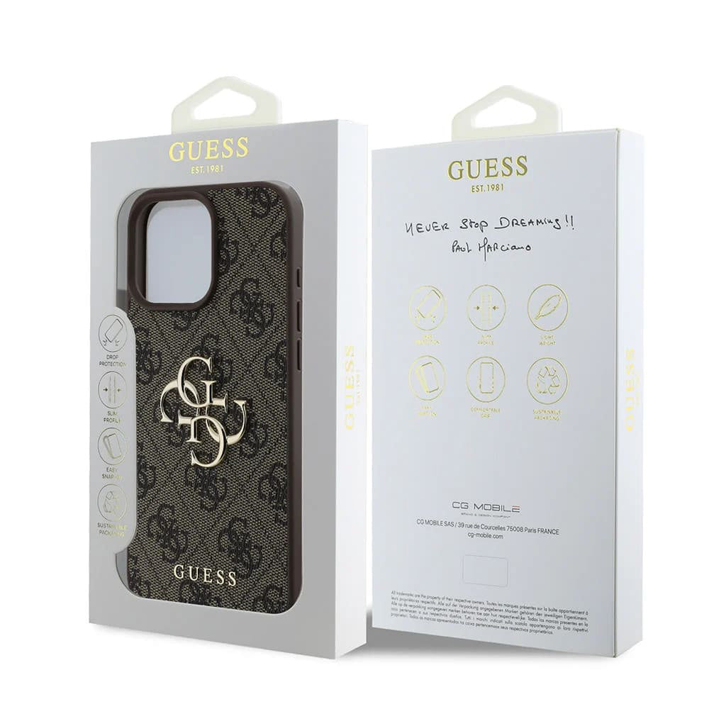 Калъф за Apple iPhone 16 Pro, Guess, 4G Big Logo, Кафяв
