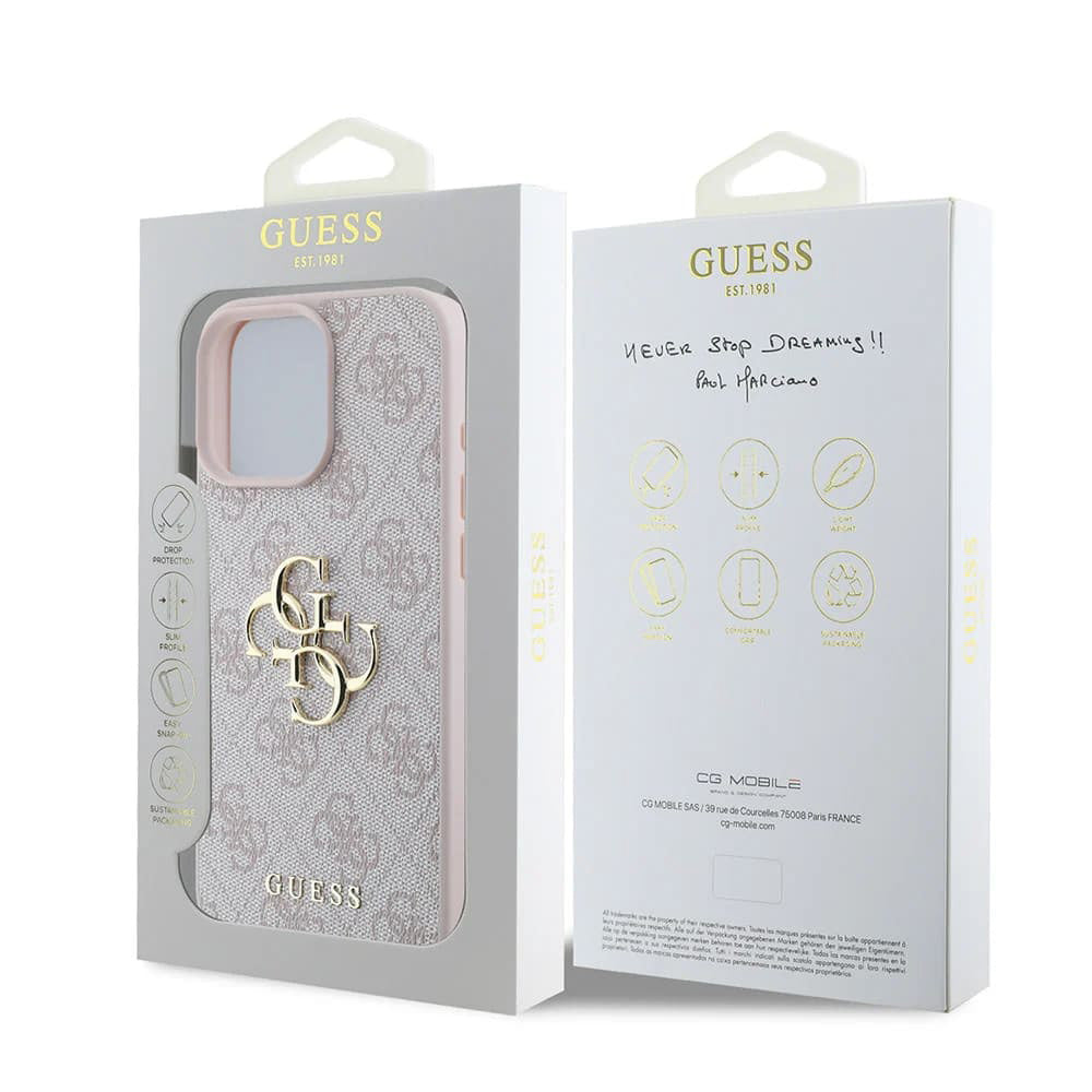 Калъф за Apple iPhone 16 Pro, Guess, 4G Big Logo, Розов