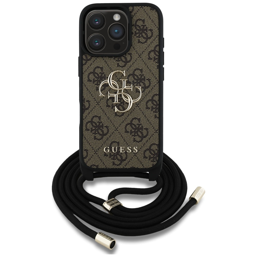 Калъф за Apple iPhone 16 Pro, Guess, 4G CBDY Big Logo with Cord Strap, Кафяв