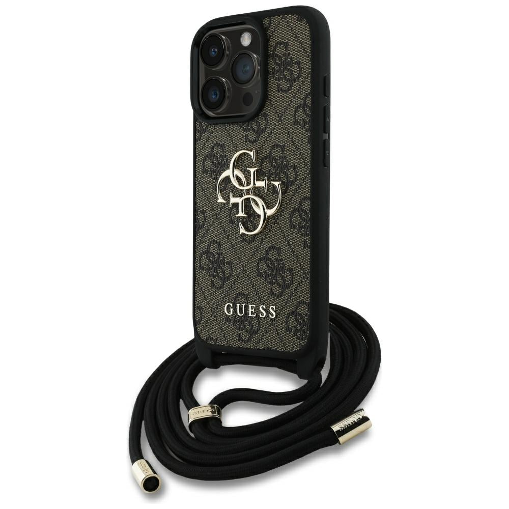 Калъф за Apple iPhone 16 Pro, Guess, 4G CBDY Big Logo with Cord Strap, Кафяв