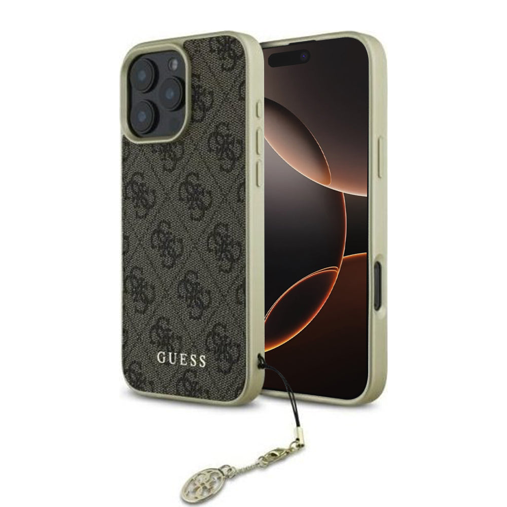 Калъф за Apple iPhone 16 Pro, Guess, 4G Charm, Кафяв