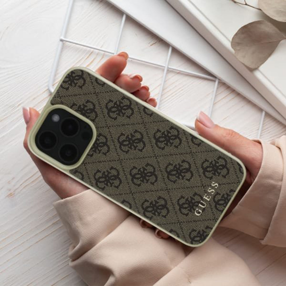 Калъф за Apple iPhone 16 Pro, Guess, 4G Charm, Кафяв