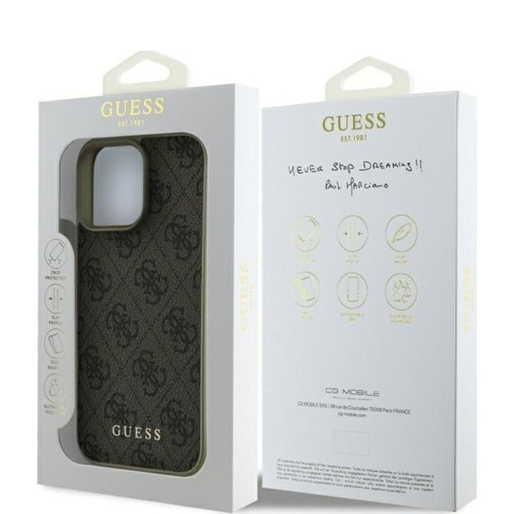 Калъф за Apple iPhone 16 Pro, Guess, 4G Charm, Кафяв