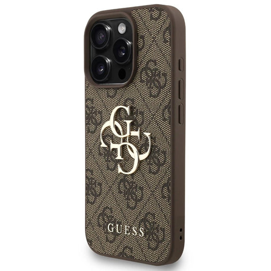 Калъф за Apple iPhone 16 Pro, Guess, 4G Classic Logo with Strap, Кафяв