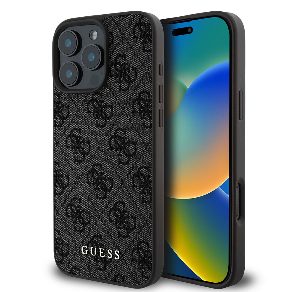 Калъф за Apple iPhone 16 Pro, Guess, 4G Classic, Черен
