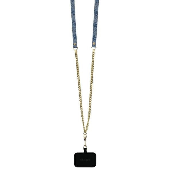 Калъф за Apple iPhone 16 Pro, Guess, Crossbody 4G Triangle Strass, Син