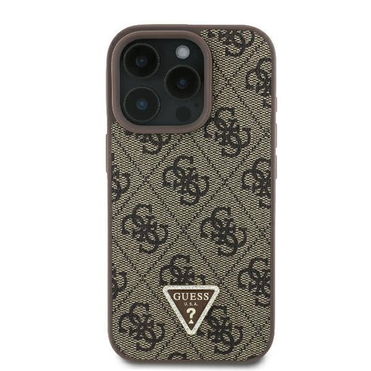 Калъф за Apple iPhone 16 Pro, Guess, Crossbody 4G Triangle Strass, Кафяв