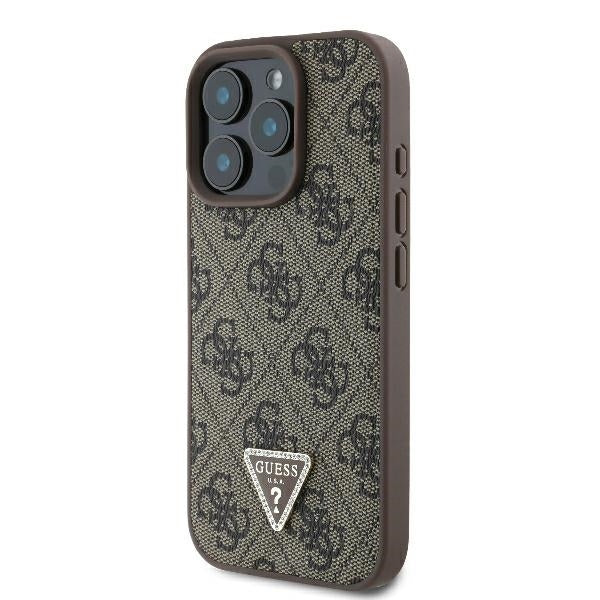 Калъф за Apple iPhone 16 Pro, Guess, Crossbody 4G Triangle Strass, Кафяв