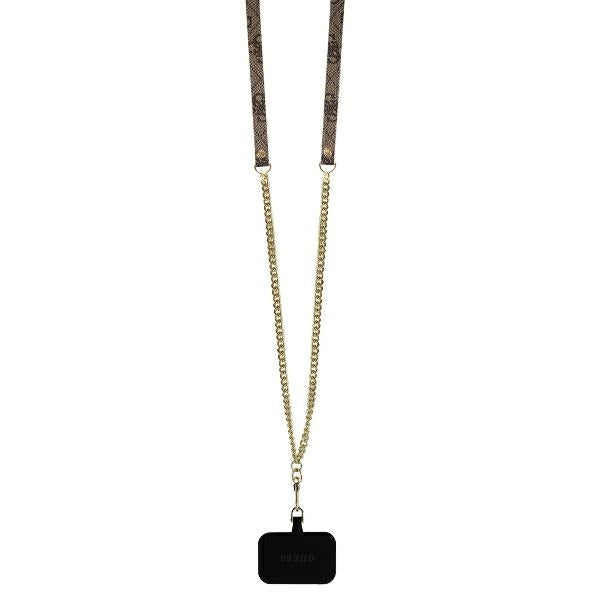 Калъф за Apple iPhone 16 Pro, Guess, Crossbody 4G Triangle Strass, Кафяв
