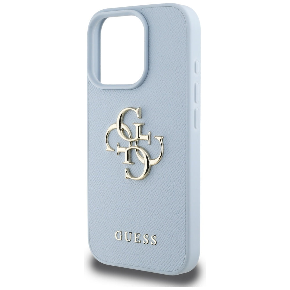 Калъф за Apple iPhone 16 Pro, Guess, Grained Big 4G Logo Small Classic Logo, Син