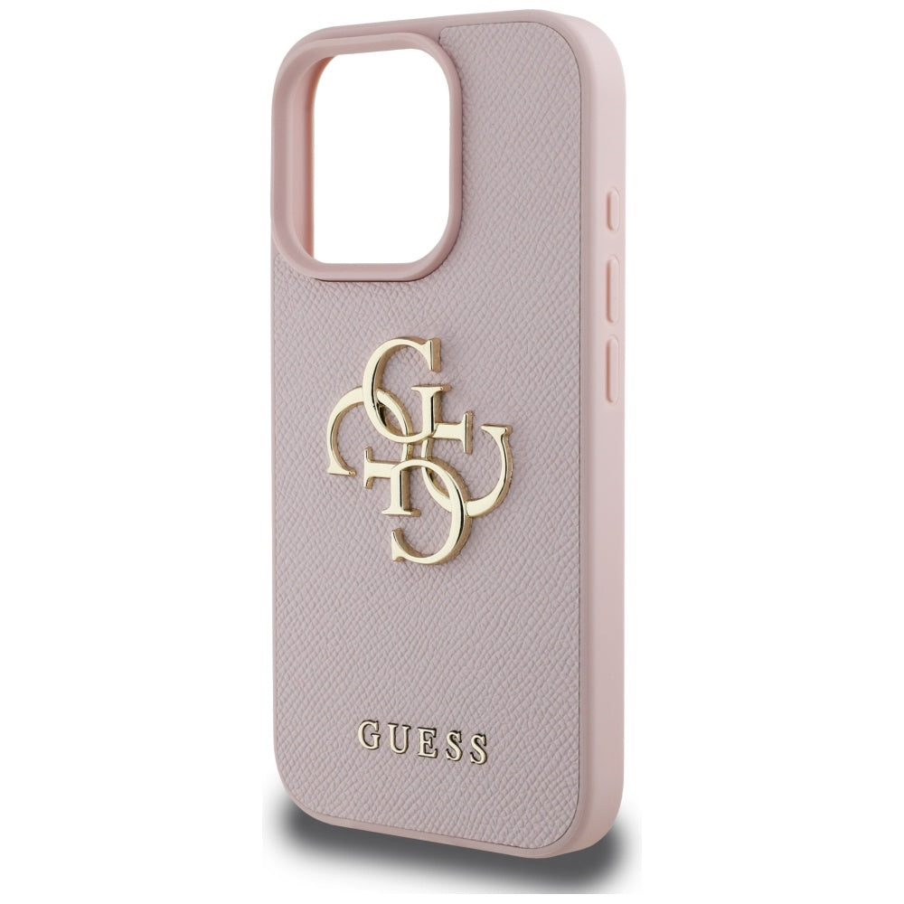 Калъф за Apple iPhone 16 Pro, Guess, Grained Big 4G Logo Small Classic Logo, Розов