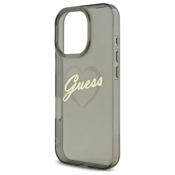 Калъф за Apple iPhone 16 Pro, Guess, IML Heart, Черен