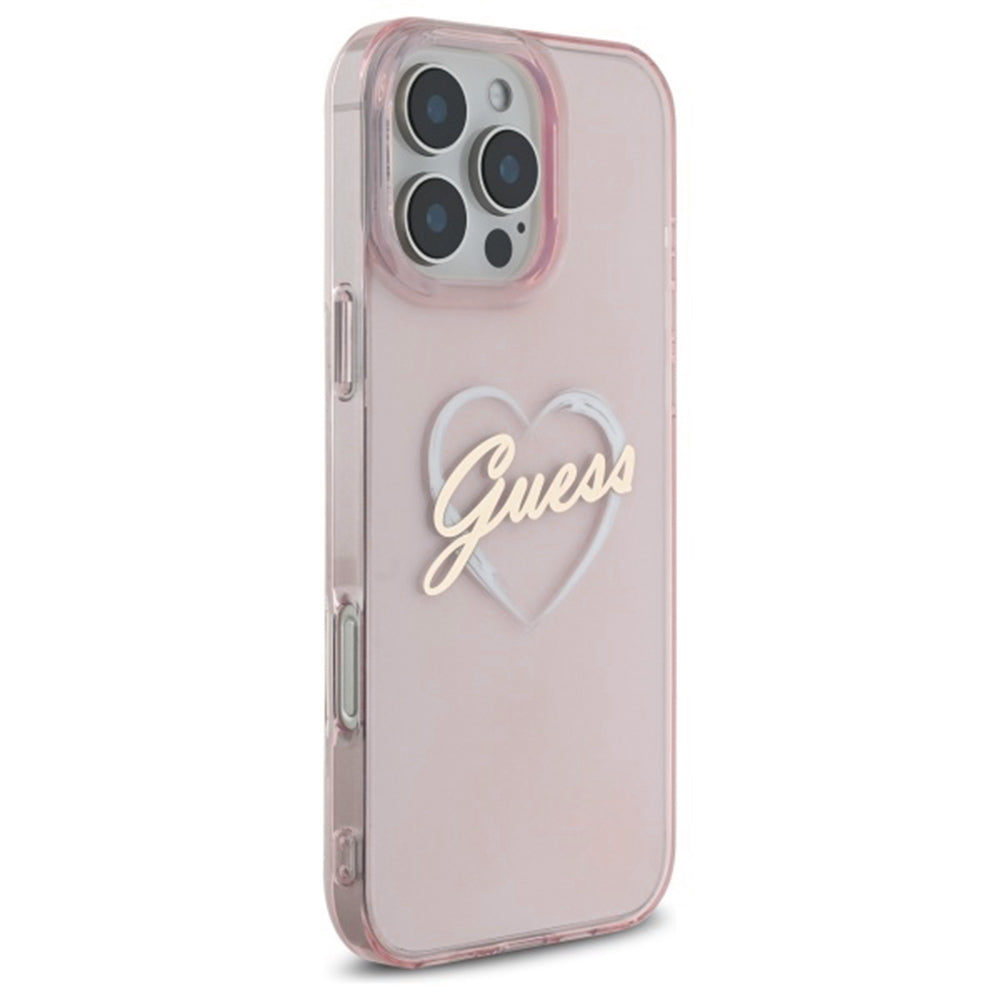 Калъф за Apple iPhone 16 Pro, Guess, IML Heart, Розов