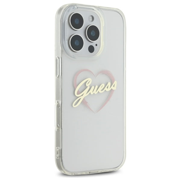 Калъф за Apple iPhone 16 Pro, Guess, IML Heart, Прозрачен