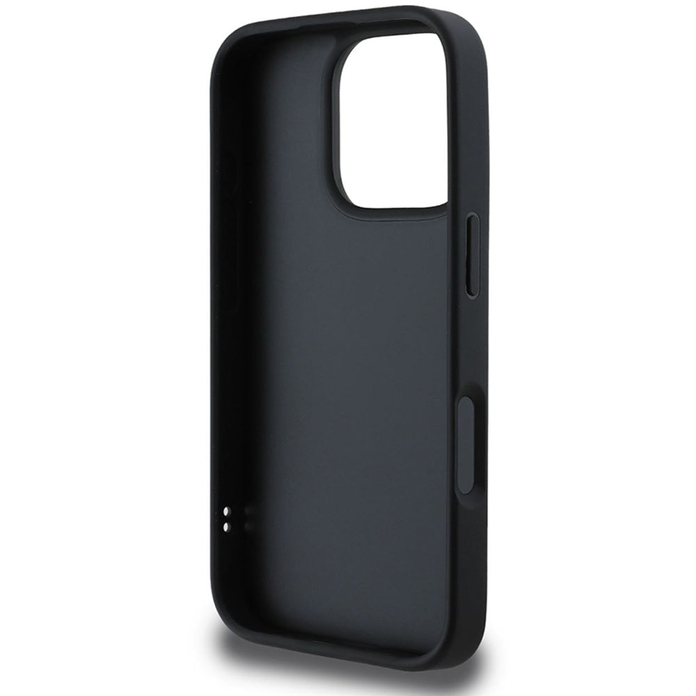 Калъф за Apple iPhone 16 Pro, Guess, Quilted Metal Logo, Черен