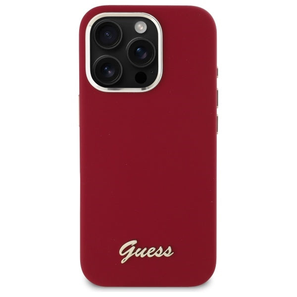 Калъф за Apple iPhone 16 Pro, Guess, Script Metal Logo, Розов
