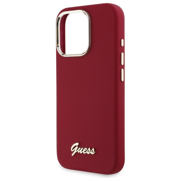 Калъф за Apple iPhone 16 Pro, Guess, Script Metal Logo, Розов