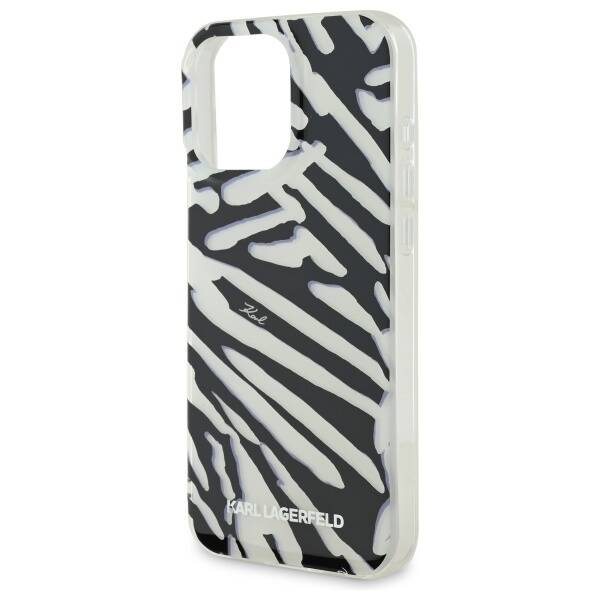 Калъф за Apple iPhone 16 Pro, Karl Lagerfeld, IML Luxury Zebra Pattern with Strap, Черен